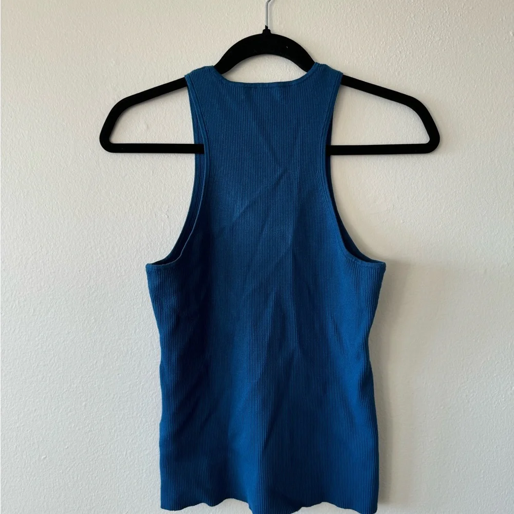 Madewell Blue Ribbed Tank Top - Picture 2 of 2